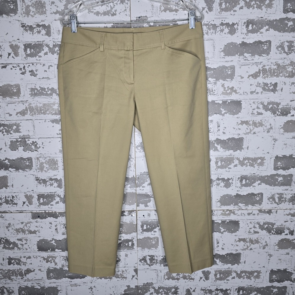 Theory Pants Womens Size 8 Tan Cropped Ankle Straight Leg Cotton Viscose Stretch